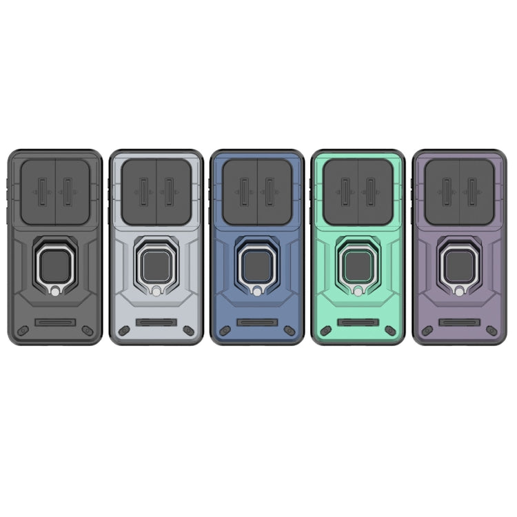 Funda para Teléfono Huawei Mate 70 5G con Soporte y Carcasa Deslizante TPU y PC (Gris)