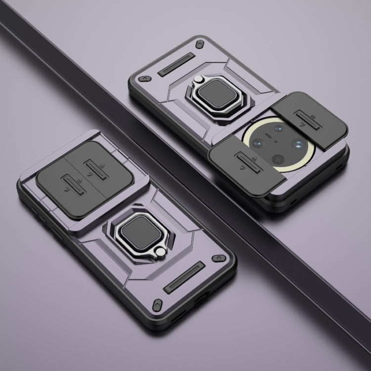 Funda para Teléfono Huawei Mate 70 Pro 5G y 70 Pro+ 5G con Soporte y Cierre Deslizante TPU + PC (Morado)
