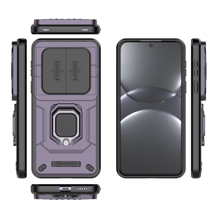 Funda para Teléfono Huawei Mate 70 Pro 5G y 70 Pro+ 5G con Soporte y Cierre Deslizante TPU + PC (Morado)