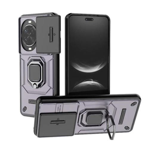 Funda deslizante de TPU + PC a prueba de golpes con soporte para Huawei Nova 14 Pro 5G (morada)