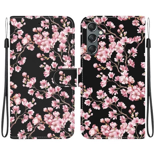 Funda para Samsung Galaxy A24 4G Cuero con Dibujo Coloreado y Textura de Cristal (Flor de Ciruelo)