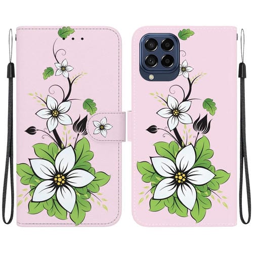 Funda para Teléfono Samsung Galaxy M53 5G Cuero Dibujo Coloreado Textura de Cristal (Lirio)