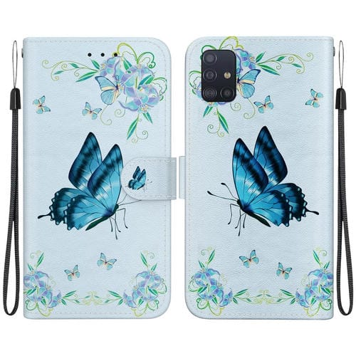 Funda para Teléfono Samsung Galaxy A71 5G Cuero Dibujo Coloreado Textura de Cristal (Pensamientos Azules)