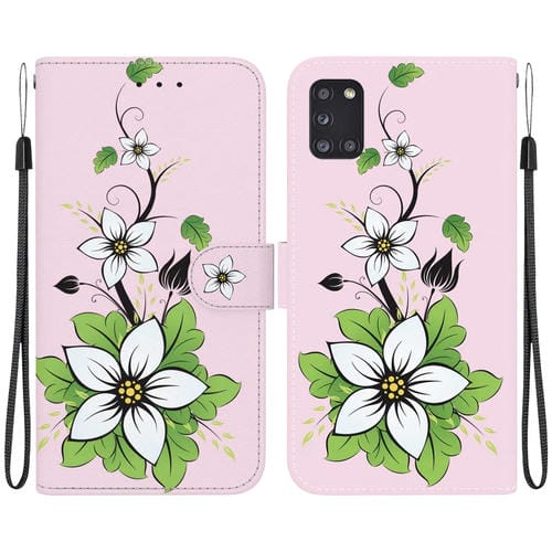 Funda para Teléfono Samsung Galaxy A31 Cuero Dibujo Coloreado Textura de Cristal (Lirio)