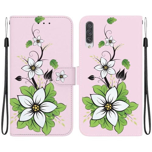 Funda para Teléfono Samsung Galaxy A70 A70S Cuero Dibujo Coloreado Textura Cristal (Lirio)