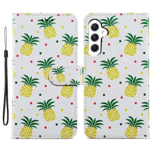 Funda para Teléfono Samsung Galaxy A35 Cuero con Tapa Horizontal y Patrón Pintado (Piña)