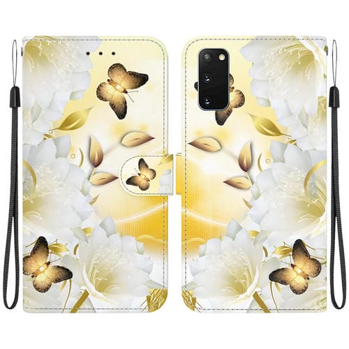 Funda de Cuero Samsung Galaxy S20 Dibujo Coloreado Textura de Cristal (Epiphyllum de Mariposa Dorada)