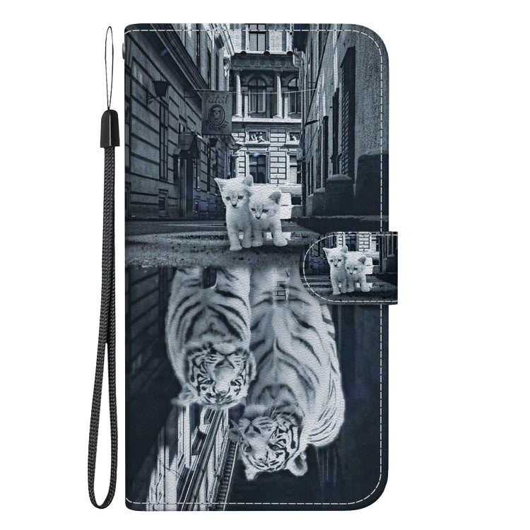Estuche de Cuero Samsung Galaxy S22+ 5G Dibujo Coloreado Textura Cristal (Reflejo Tigre Gato)