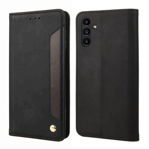 Funda de Cuero para Samsung Galaxy A05S Skin Feel Splicing (Negro)