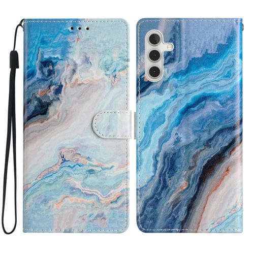Funda para Samsung Galaxy A35 Cuero Dibujo Coloreado (Mármol Azul)