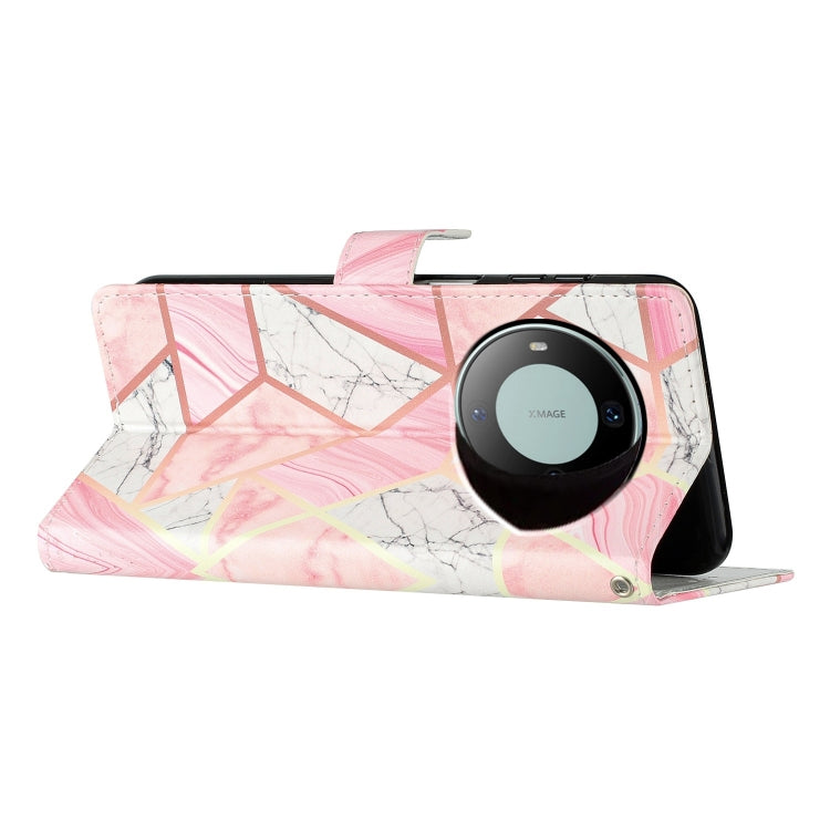 Funda de Cuero para Huawei Mate 60 con Dibujo Coloreado Mármol Rosa