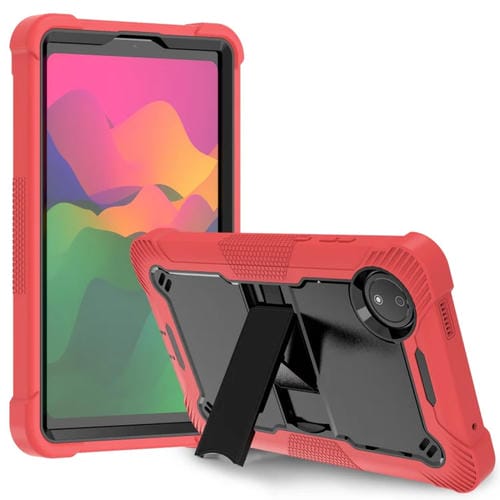 Funda Híbrida de Silicona a Prueba de Golpes para Xiaomi Redmi Pad Se 8.7 con Soporte (Negro y Rojo)