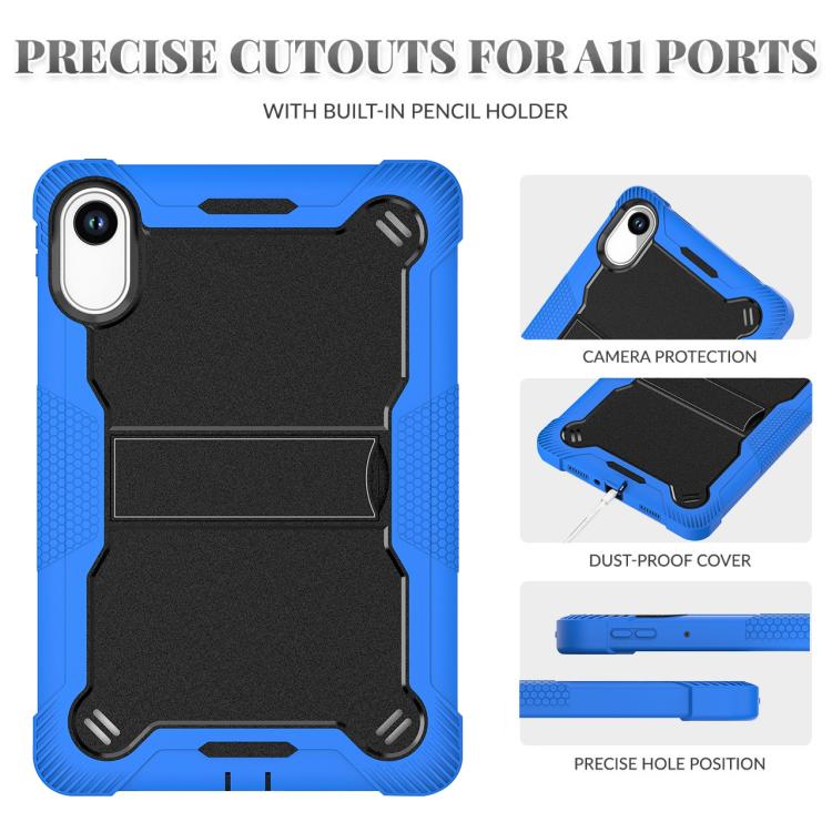 Funda híbrida de silicona a prueba de golpes para Xiaomi Redmi Pad 2 con soporte (negro y azul oscuro)