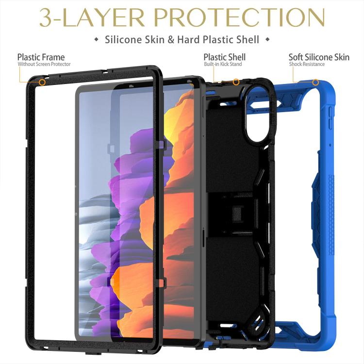 Funda híbrida de silicona a prueba de golpes para Xiaomi Redmi Pad 2 con soporte (negro y azul oscuro)