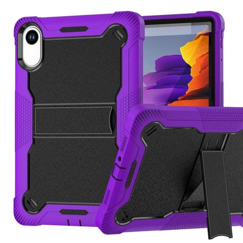Funda híbrida de silicona a prueba de golpes para Xiaomi Redmi Pad 2 con soporte (negro y morado)
