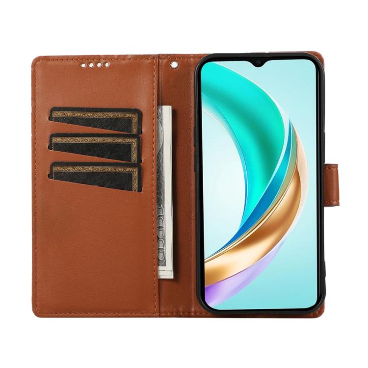 Funda para Teléfono Huawei Nova 13 Pro Cuero Genuino PU con Líneas en Relieve (Marrón)