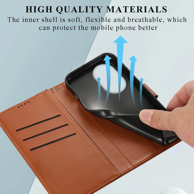 Funda para Teléfono Huawei Nova 13 Pro Cuero Genuino PU con Líneas en Relieve (Marrón)