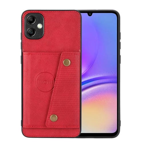 Funda para Samsung Galaxy A05 4G Magnética con Ranuras para Tarjetas y Doble Hebilla (Rojo)
