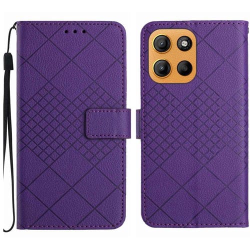Funda de Cuero con Textura de Cuadrícula Rómbica para Motorola Moto G Stylus 5G (2025) (Morado)