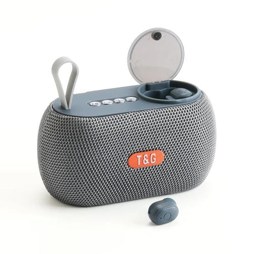 Altavoz Exterior Portátil 2 en 1 T&G Tg810 + Mini Auricular Inalámbrico Bluetooth (Gris)