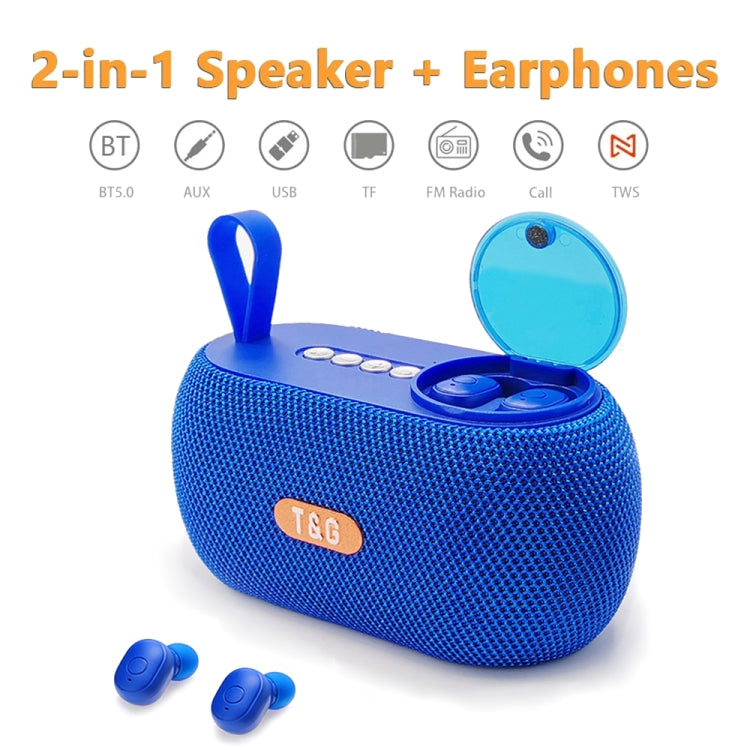 Altavoz Exterior Portátil 2 en 1 T&G Tg810 + Mini Auricular Inalámbrico Bluetooth (Gris)