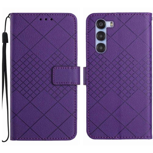 Funda de Cuero para ZTE Nubia S 5G A403Zt con Textura de Cuadrícula Rómbica (Morado)