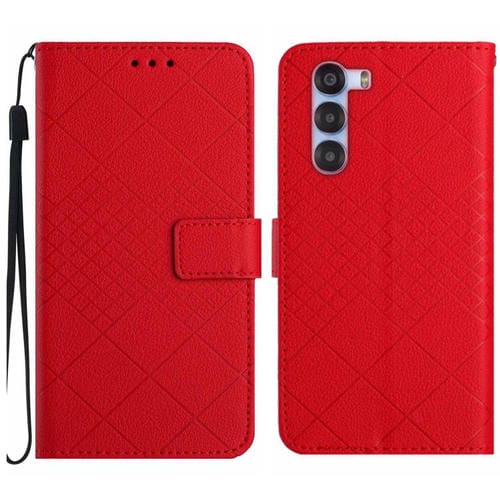Funda de Cuero Textura Cuadrícula Rómbica para ZTE Nubia S 5G A403Zt (Rojo)