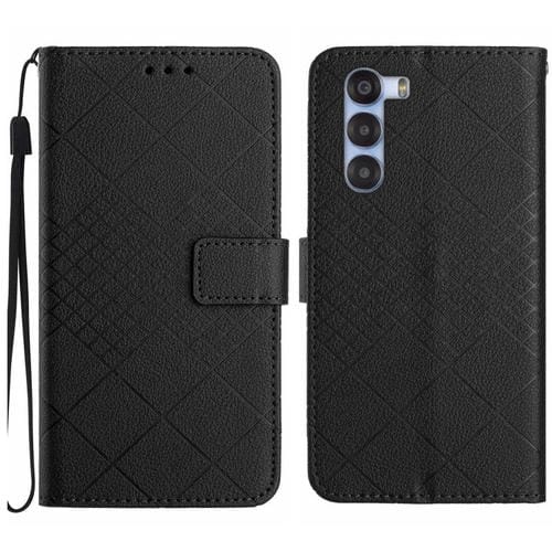 Funda de Cuero para ZTE Nubia S 5G A403Zt con Textura de Cuadrícula Rómbica (Negra)