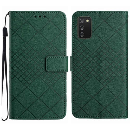 Funda para Teléfono Samsung Galaxy A03S Cuero Textura Rejilla Rómbica (Verde)