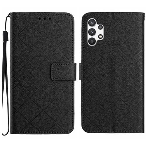 Funda para Samsung Galaxy A13 4G Cuero Textura Rejilla Rómbica (Negro)