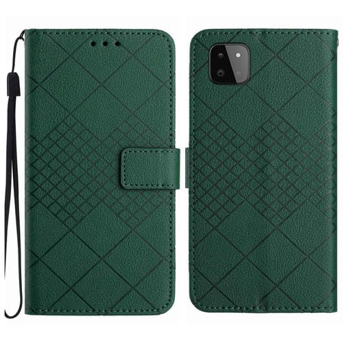 Funda para Samsung Galaxy A22 5G Cuero Textura Rejilla Rómbica (Verde)