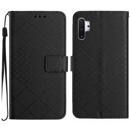 Funda para Samsung Galaxy Note10 + Cuero con Textura de Rejilla Rómbica (Negro)