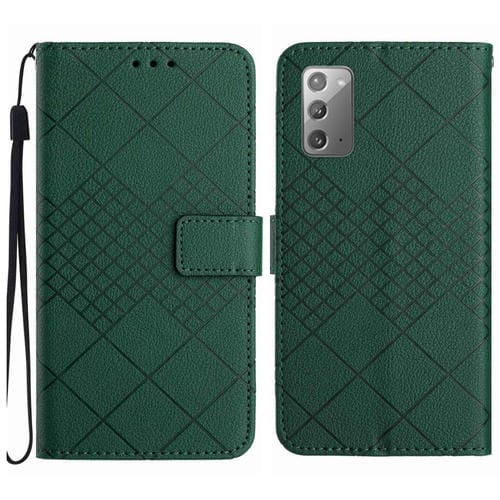 Funda para Teléfono Samsung Galaxy Note20 Cuero Textura Rejilla Rómbica (Verde)