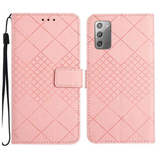 Funda para Samsung Galaxy Note20 Cuero Textura Rejilla Rómbica (Rosa)