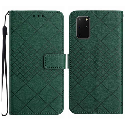 Funda de Cuero para Samsung Galaxy S20 con Textura de Rejilla Rómbica (Verde)