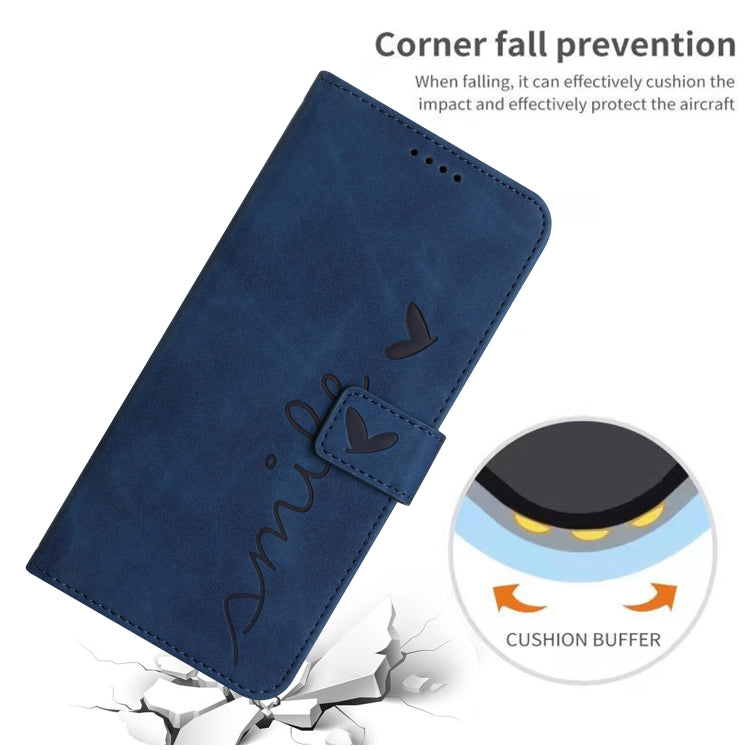 Funda de Piel con Relieve de Corazón y Cordón Largo para Teléfono Itel A80 (Azul)