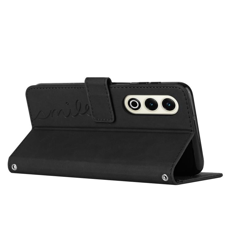 Funda de Piel con Relieve de Corazón y Cordón Largo para Itel S25 (Negro)