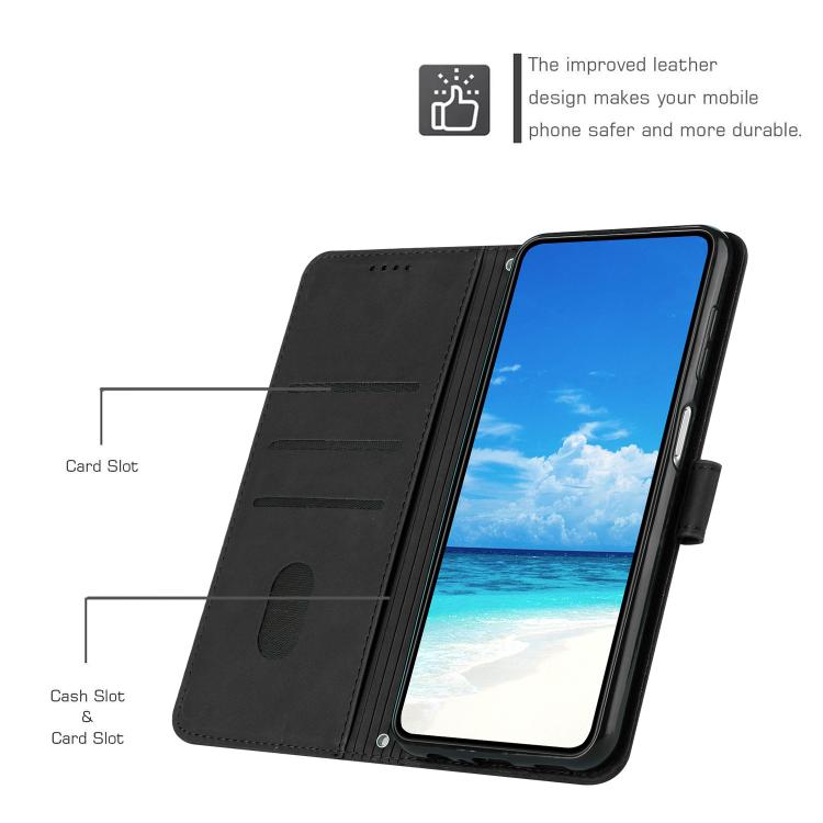 Funda de Piel con Relieve de Corazón y Cordón Largo para Itel S25 (Negro)
