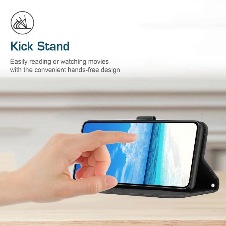 Funda de Piel con Relieve de Corazón y Cordón Largo para Itel S25 (Negro)