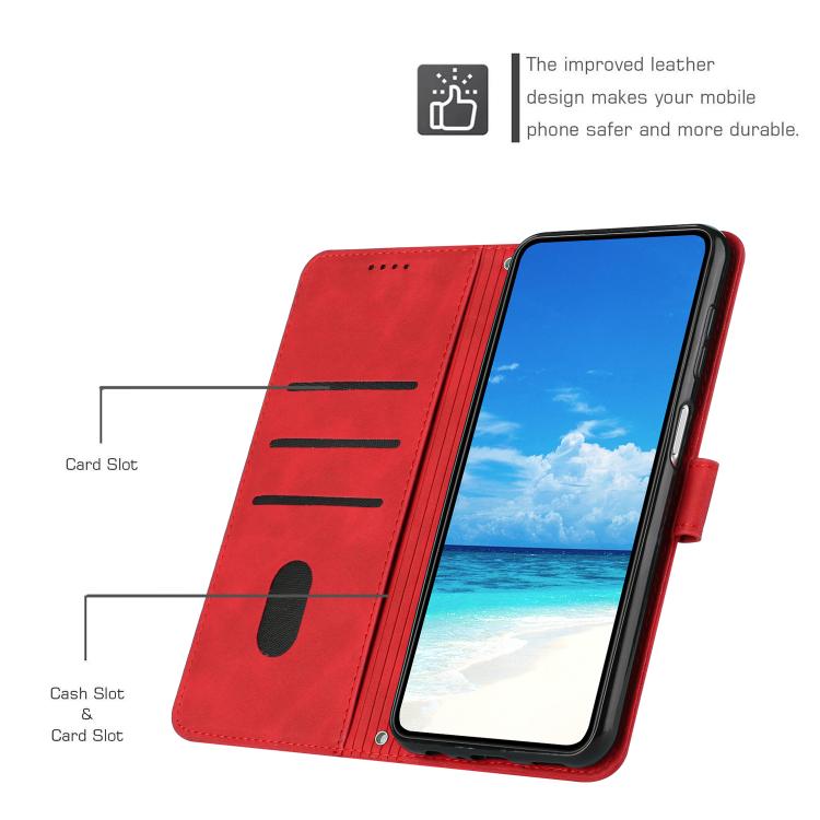 Funda de Piel con Relieve de Corazón y Cordón Largo para Itel S25 Ultra (Rojo)