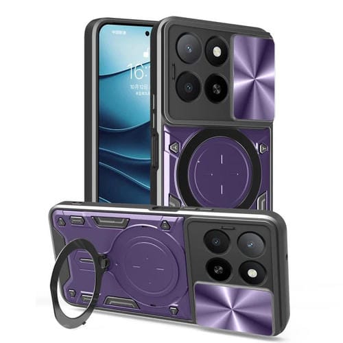 Funda para Teléfono Honor X5B Plus/X5B 4G con Soporte Magnético Deslizante y Textura de Cd (Morado)