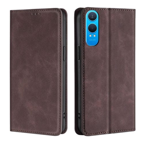 Funda de Cuero Magnética para OnePlus Nord Ce 4 Lite 5G (Marrón Oscuro)