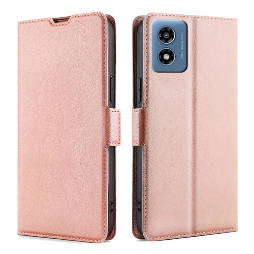 Funda de Cuero con Tapa Horizontal y Hebilla Lateral para Motorola Moto G 5G (2024) (Oro Rosa)