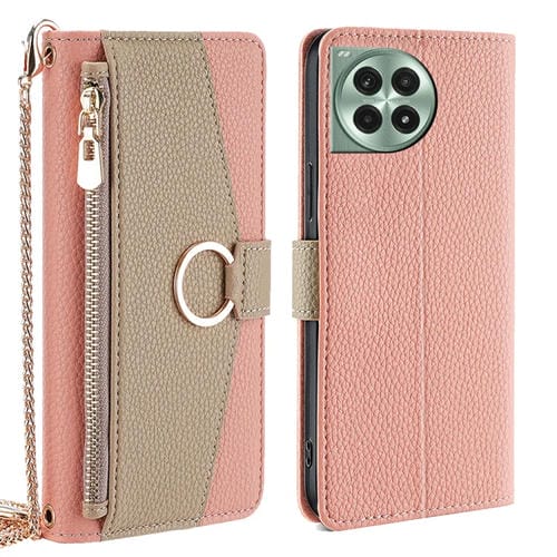 Funda de Cuero con Textura de Lichi para OnePlus Ace 3 Pro 5G (Rosa)