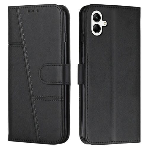 Funda para Teléfono Samsung Galaxy A05 Cuero Hebilla Textura de Becerro Costura (Negro)