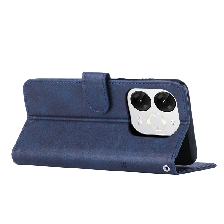 Funda de Cuero Textura Becerro con Costuras para Teléfono Itel A80 (Azul)