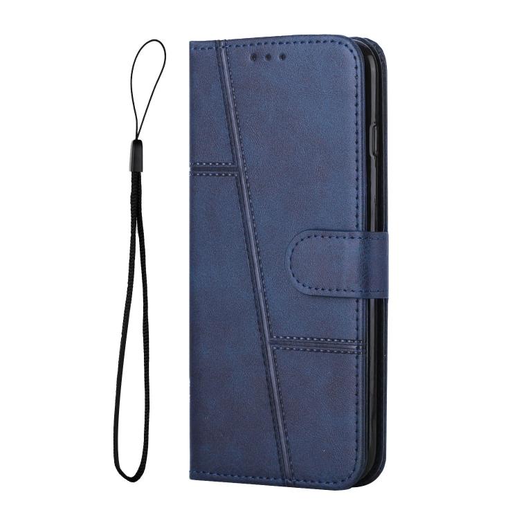 Funda de Cuero con Textura de Becerro y Costuras para Teléfono Itel S25 (Azul)