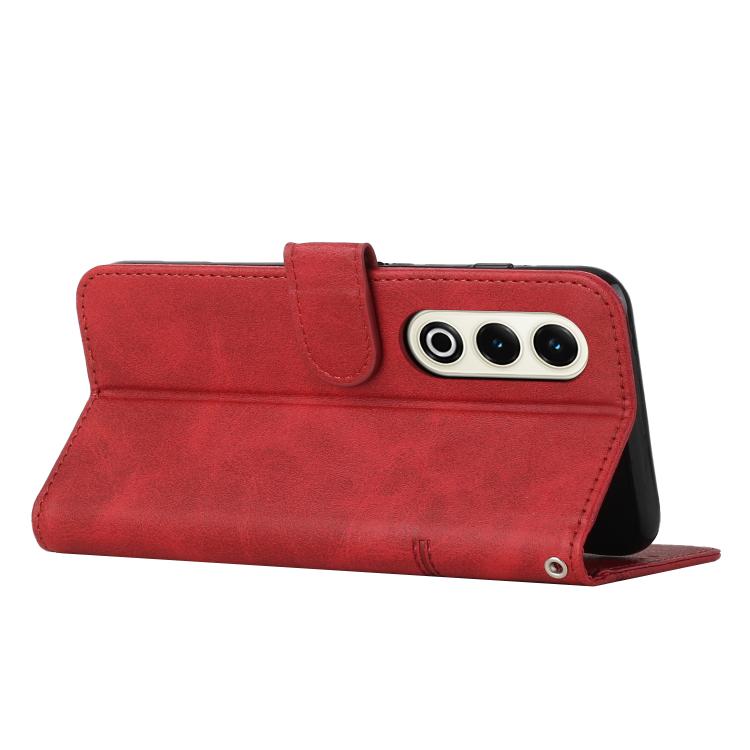 Funda de Cuero con Textura de Becerro y Costuras para Teléfono Itel S25 (Rojo)