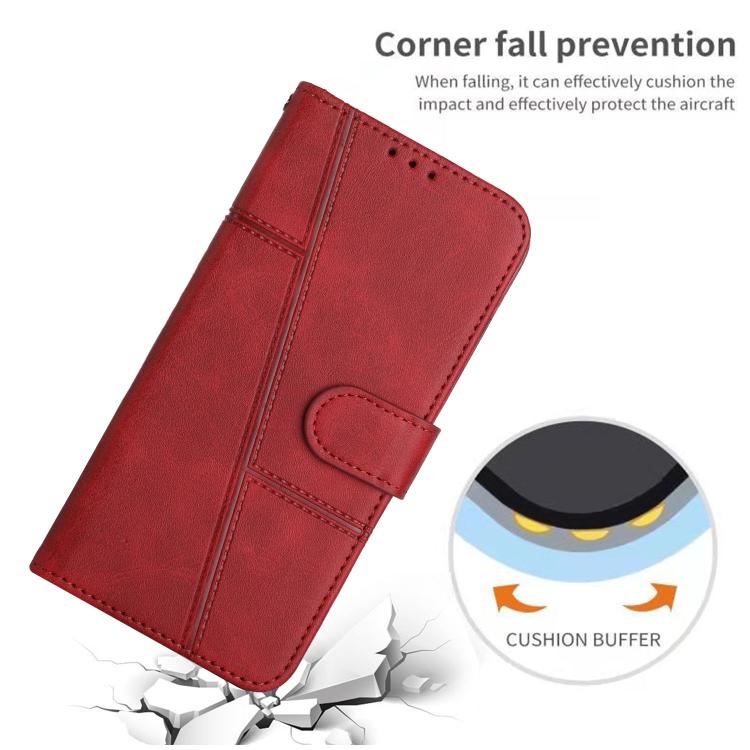 Funda de Cuero con Textura de Becerro y Costuras para Teléfono Itel S25 (Rojo)