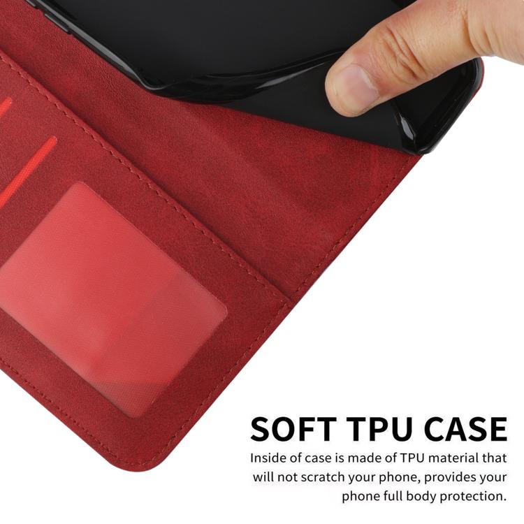 Funda de Cuero con Textura de Becerro y Costuras para Teléfono Itel S25 (Rojo)